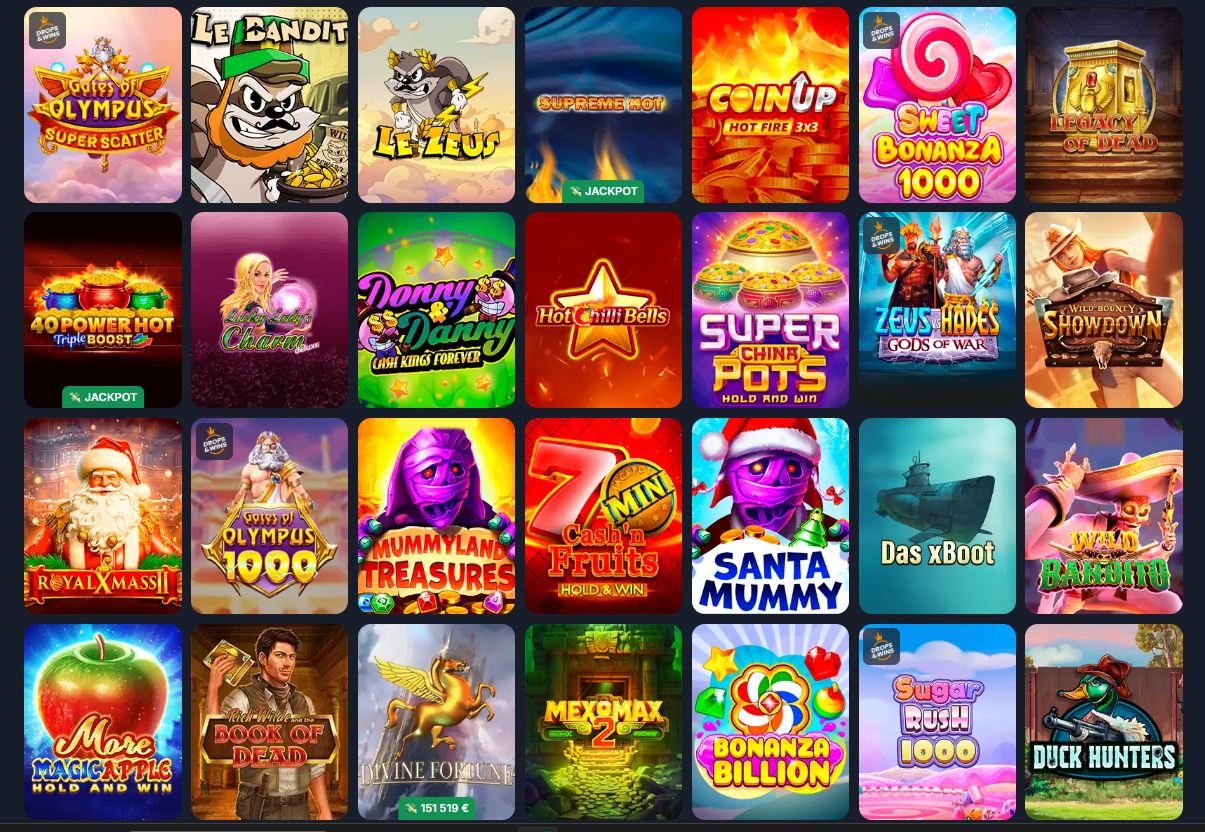изображения популярных игр-слотов Lootrun Casino